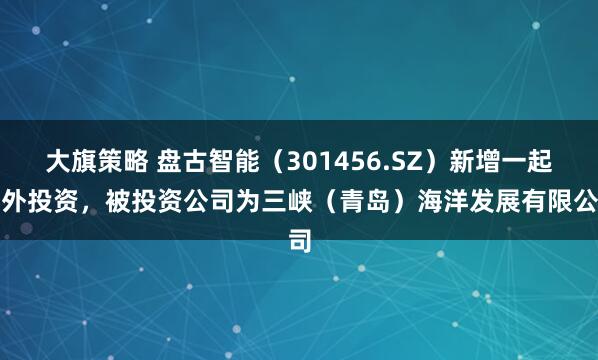 大旗策略 盘古智能（301456.SZ）新增一起对外投资，被投资公司为三峡（青岛）海洋发展有限公司