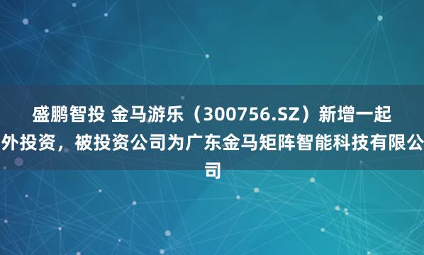 盛鹏智投 金马游乐（300756.SZ）新增一起对外投资，被投资公司为广东金马矩阵智能科技有限公司