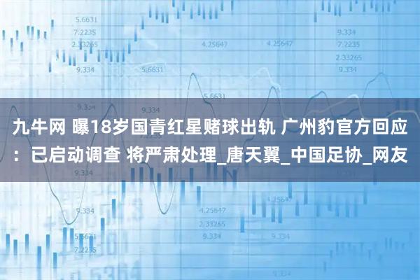 九牛网 曝18岁国青红星赌球出轨 广州豹官方回应：已启动调查 将严肃处理_唐天翼_中国足协_网友